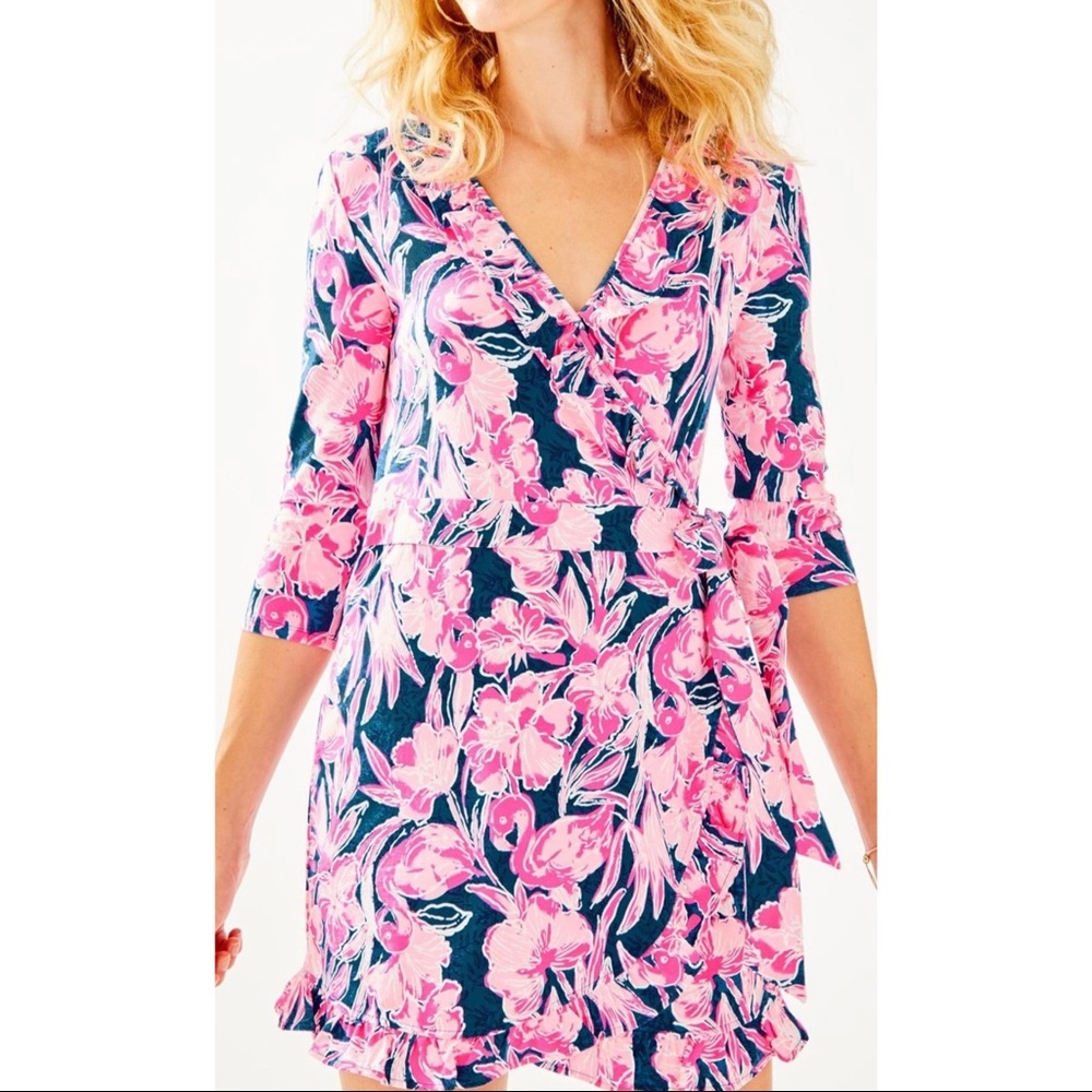 Lilly Pulitzer Jessalynne Romper. Floral, Wrap midi. Size: M